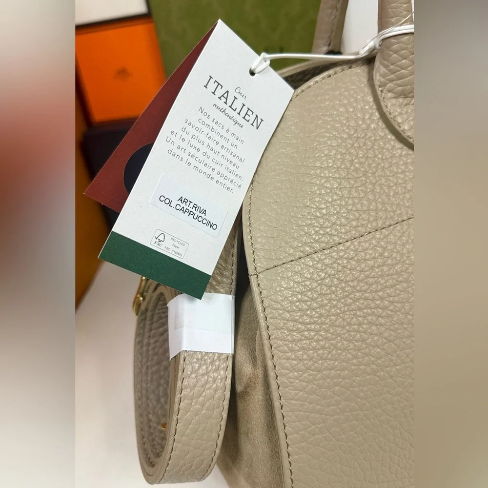🆕Viral ANNA🇫🇷PAOLA Italian Lether/Suede Beige Satchel Cross bag